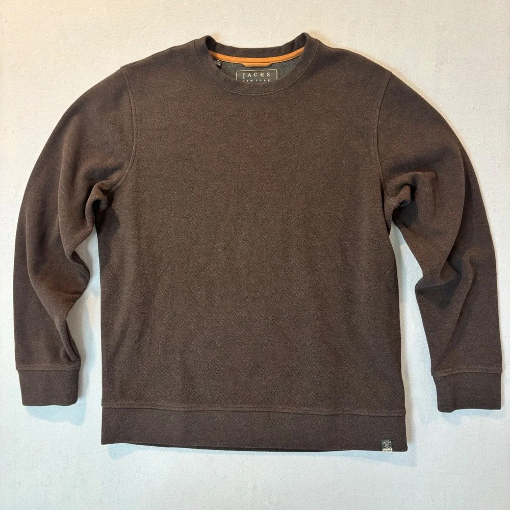 Jachs NY Mens Brown Wool Blend Crewneck Sweatshirt Pullover Size M 1799235